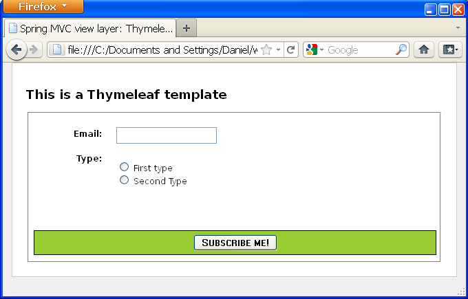 Plantilla Thymeleaf renderizada estáticamente